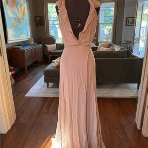 Reformation Blush Ruffle V-Neck Maxi Dress